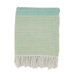 50"x60" Chromatic Charm Color Block Throw Blanket Blue - Saro Lifestyle: Cozy, All-Season Cotton Weave, Machine Washable