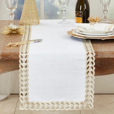 Saro Lifestyle Braided Bliss Border Table Runner, Gold, 16"x72" 4 Saro Lifestyle Braided Bliss Border Table Runner, Gold, 16"x72" - Image 2