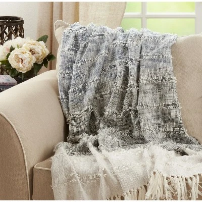 Saro Lifestyle Color Block Throw, 50x60 Inches, Blue 6 Saro Lifestyle Color Block Throw, 50x60 Inches, Blue - Image 4