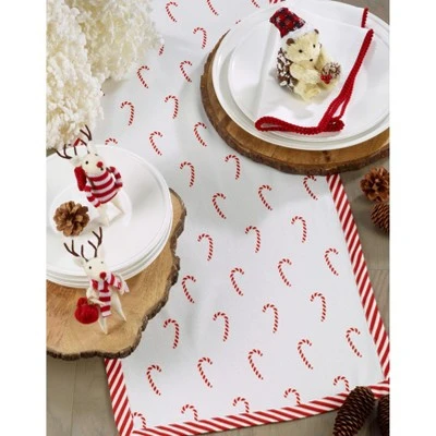 Saro Lifestyle Christmas Table Runner With Candy Cane Border 4 Saro Lifestyle Christmas Table Runner With Candy Cane Border - Image 2