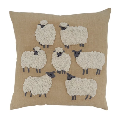 Saro Lifestyle Embroidered Sheep Decorative Pillow Cover 6 Saro Lifestyle Embroidered Sheep Decorative Pillow Cover - Image 4
