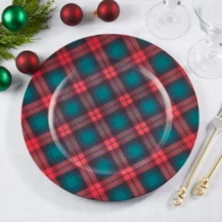 Saro Lifestyle Tartan Style Charger Plate (Set Of 4), 13"x13", Red 10 Saro Lifestyle Tartan Style Charger Plate (Set Of 4), 13"x13", Red -Saro Lifestyle GUEST 8c6770d9 249f 47b1 a10a 9946d5ea037b