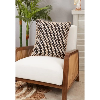 18"x18" Rope Design Poly Filled Square Throw Pillow Navy Blue - Saro Lifestyle: Cotton & Jute, Indoor Decorative Accent 4 18"x18" Rope Design Poly Filled Square Throw Pillow Navy Blue - Saro Lifestyle: Cotton & Jute, Indoor Decorative Accent - Image 2