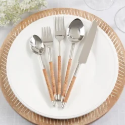 Saro Lifestyle Artisan Cork-Handled Flatware Set, Beige -Saro Lifestyle GUEST 8e2d4ef8 e80f 4768 8955 848929f3c454
