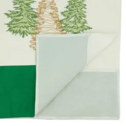 Saro Lifestyle Table Runner With Embroidered Christmas Trees Design, Green, 16" X 72"