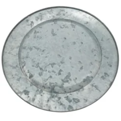 Saro Lifestyle Gold Rim Galvanized Charger, 13" Ø Round, Silver (Set Of 4)