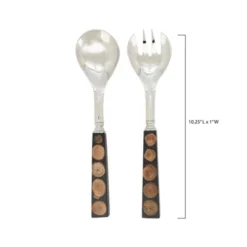Saro Lifestyle Artisan Wood & Resin Salad Server Set Black
