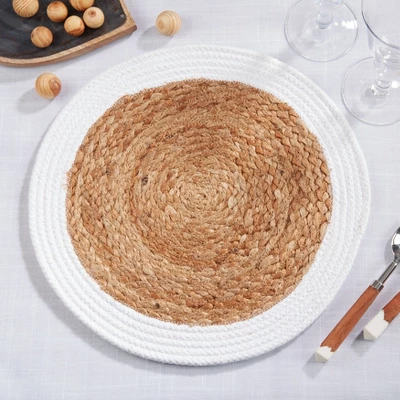 Saro Lifestyle Handmade Jute Braided Placemat (Set Of 4), 15", White 5 Saro Lifestyle Handmade Jute Braided Placemat (Set Of 4), 15", White - Image 3