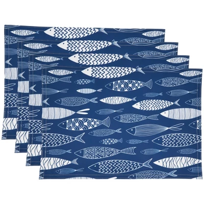Saro Lifestyle Fish Print Table Mats 4 Saro Lifestyle Fish Print Table Mats - Image 2