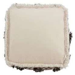 Saro Lifestyle Fringe Zig Zag Pouf, 20"x20"x14" Square, Black