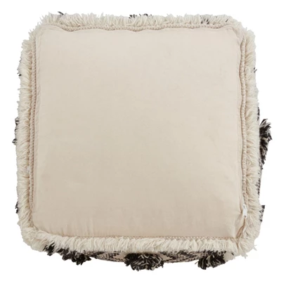 Saro Lifestyle Fringe Zig Zag Pouf, 20"x20"x14" Square, Black 3 Saro Lifestyle Fringe Zig Zag Pouf, 20"x20"x14" Square, Black