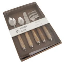 Saro Lifestyle Bark Wood Flatware, Ecru (Set Of 5)