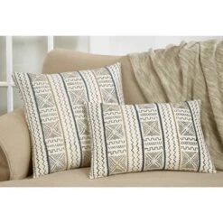 Oversize Poly Filled Light Mud Cloth Throw Pillow White - Saro Lifestyle -Saro Lifestyle GUEST 98203aa2 ff29 4781 926f b051921fce90