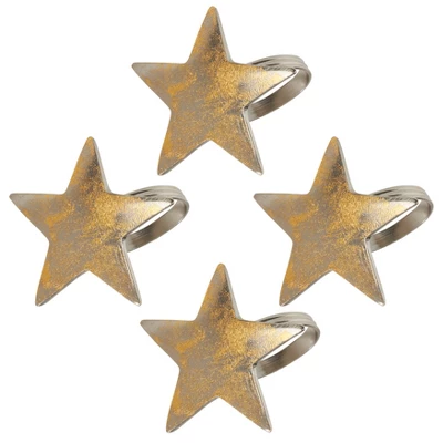 Saro Lifestyle Gold Texture Star Napkin Ring, Gold (Set Of 4) 3 Saro Lifestyle Gold Texture Star Napkin Ring, Gold (Set Of 4)