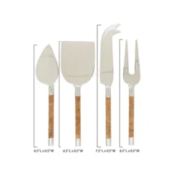 Saro Lifestyle Artisan Cork Handle Cheese Cutlery Set, Beige