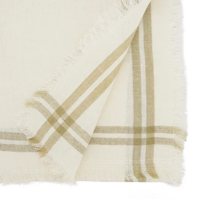 Saro Lifestyle Trendy Fringed Stripe Table Runner, Beige, 13"x72" 3 Saro Lifestyle Trendy Fringed Stripe Table Runner, Beige, 13"x72"
