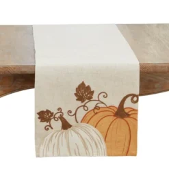 Saro Lifestyle Linen Blend Pumpkins Table Runner -Saro Lifestyle GUEST 9c51f785 c076 47c5 9007 d9400f325822