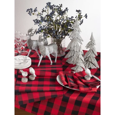 104"x70" Buffalo Plaid Tablecloth Red/Black - Saro Lifestyle 3 104"x70" Buffalo Plaid Tablecloth Red/Black - Saro Lifestyle