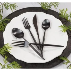 Saro Lifestyle Stainless Steel Flatware, Black