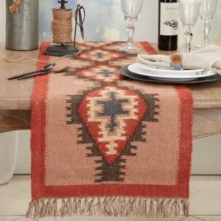 Saro Lifestyle Ethnic Weave Kilim Table Runner, 16"x72", Multicolored -Saro Lifestyle GUEST 9d9798bc 0e3f 4db6 a18f 7f45e9d51324