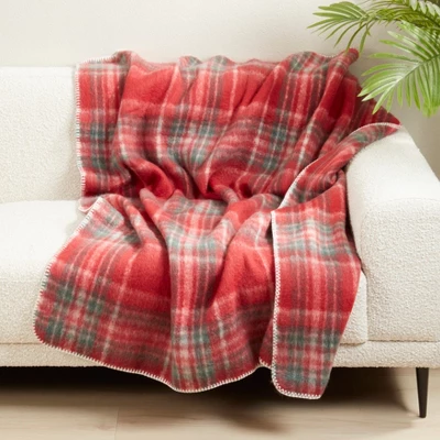 Saro Lifestyle Faux Mohair Plaid Throw, 50"x60", Red 4 Saro Lifestyle Faux Mohair Plaid Throw, 50"x60", Red - Image 2