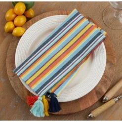 Saro Lifestyle Color Splash Table Napkin (Set Of 4), 20"x20", Multicolored -Saro Lifestyle GUEST 9fbcc9bf d3f2 4b33 8477 ffa1c70b79ce
