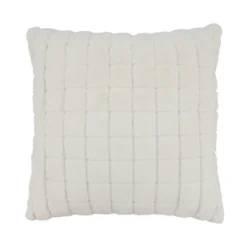 18"x18" Structured Snuggles Grid Faux Rabbit Fur Square Throw Pillow Ivory - Saro Lifestyle -Saro Lifestyle GUEST a0707ad7 1065 43fb a86c 3f9277121c7b