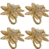 Saro Lifestyle Napkin Rings With Beaded Flower Design (Set Of 4)