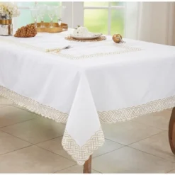 Saro Lifestyle Tablecloth With Braid Embroidered Design -Saro Lifestyle GUEST a1c65f9c 0b81 4af5 9e65 6e7bdd91db4b