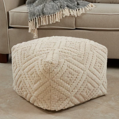 Saro Lifestyle Handloom Pouf, 20"x20"x14" Square, Natural 4 Saro Lifestyle Handloom Pouf, 20"x20"x14" Square, Natural - Image 2