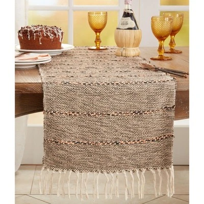 Saro Lifestyle Long Table Runner With Striped Design, Beige, 16" X 72" 4 Saro Lifestyle Long Table Runner With Striped Design, Beige, 16" X 72" - Image 2