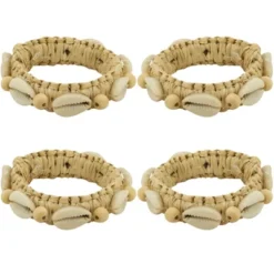 Saro Lifestyle Natural Napkin Rings With Seashell Design (Set Of 4)