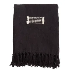 50"x60" Cotton Throw Blanket With Fringed Lines - Saro Lifestyle -Saro Lifestyle GUEST a3c1388a 3477 4304 9c4a e1e655ccf425