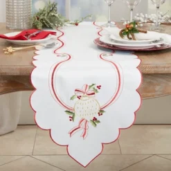 Saro Lifestyle Embroidered Table Runner With Christmas Design -Saro Lifestyle GUEST a3e21817 bacc 4bfa ac08 a9aea589c6cf