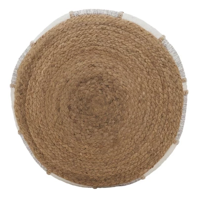 Saro Lifestyle Woven Pouf, 20"x10" Round, Natural 4 Saro Lifestyle Woven Pouf, 20"x10" Round, Natural - Image 2