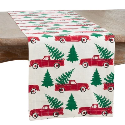 Saro Lifestyle Cotton Table Runner With Christmas Truck Design 6 Saro Lifestyle Cotton Table Runner With Christmas Truck Design - Image 4