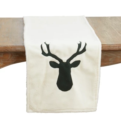 Saro Lifestyle Faux Fur Reindeer Table Runner, 16"x72", Green 5 Saro Lifestyle Faux Fur Reindeer Table Runner, 16"x72", Green - Image 3