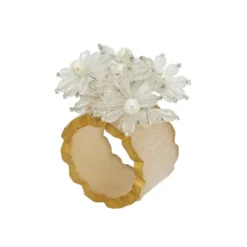 Saro Lifestyle Beaded Petal Delight Resin Napkin Ring (Set Of 4) -Saro Lifestyle GUEST a6caa879 dca6 4275 a382 2f7a39d639c1