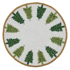 Saro Lifestyle Beaded Christmas Trees Placemat, 15" Round, White/Green (Set Of 4) 11 Saro Lifestyle Beaded Christmas Trees Placemat, 15" Round, White/Green (Set Of 4) -Saro Lifestyle GUEST a731c7bb beb2 4667 903a 3de002f79bd0