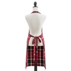 Saro Lifestyle Plaid Apron, 24"x36", Red