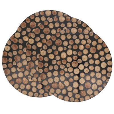 Saro Lifestyle Artisan Wood And Resin Charger Plate (Set Of 4), 13"x13", Black 4 Saro Lifestyle Artisan Wood And Resin Charger Plate (Set Of 4), 13"x13", Black - Image 2