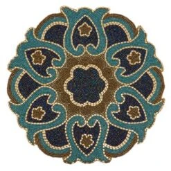 Saro Lifestyle Beaded Placemat, 14" Round, Multi (Set Of 4) -Saro Lifestyle GUEST abf2a63f d719 4e8f 97b0 089e433c17c8