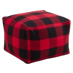 Saro Lifestyle Buffalo Plaid Design Floor Pouf -Saro Lifestyle GUEST abf45f10 09ee 45e6 8eaa 021173119c3e