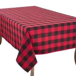 104"x70" Buffalo Plaid Tablecloth Red/Black - Saro Lifestyle 7 104"x70" Buffalo Plaid Tablecloth Red/Black - Saro Lifestyle -Saro Lifestyle GUEST ac5a57ae b6d4 4e97 8068 789e2eb000d8