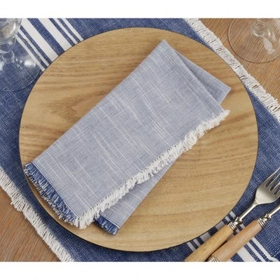 Saro Lifestyle Cotton Napkins With Two-Tone Fringe Design 6 Saro Lifestyle Cotton Napkins With Two-Tone Fringe Design - Image 4