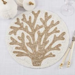 Saro Lifestyle Table Mats With Coral Reef Design (Set Of 4), Gold -Saro Lifestyle GUEST ad698855 29ad 440a a32c 5774c5e8d0a5