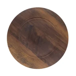 Saro Lifestyle Faux Wood Finish Charger Plate (Set Of 4), 13", Brown -Saro Lifestyle GUEST aded551e 57a6 4a13 97c0 1288b5b93f8d