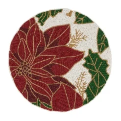 Saro Lifestyle Intricate Beaded Poinsettia Placemat (Set Of 4), 14", Multicolored -Saro Lifestyle GUEST aeba99d6 8f07 40bf b4ed 77ab33487628