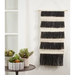 Saro Lifestyle Textured Woven Wall Hanging, 14"x34" Oblong, Black 7 Saro Lifestyle Textured Woven Wall Hanging, 14"x34" Oblong, Black -Saro Lifestyle GUEST aee0b9d1 7a9c 42f5 8be8 b935555acb8b