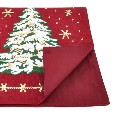 Saro Lifestyle Christmas Tree Design Holiday Table Runner, 13"x72", Red 3 Saro Lifestyle Christmas Tree Design Holiday Table Runner, 13"x72", Red
